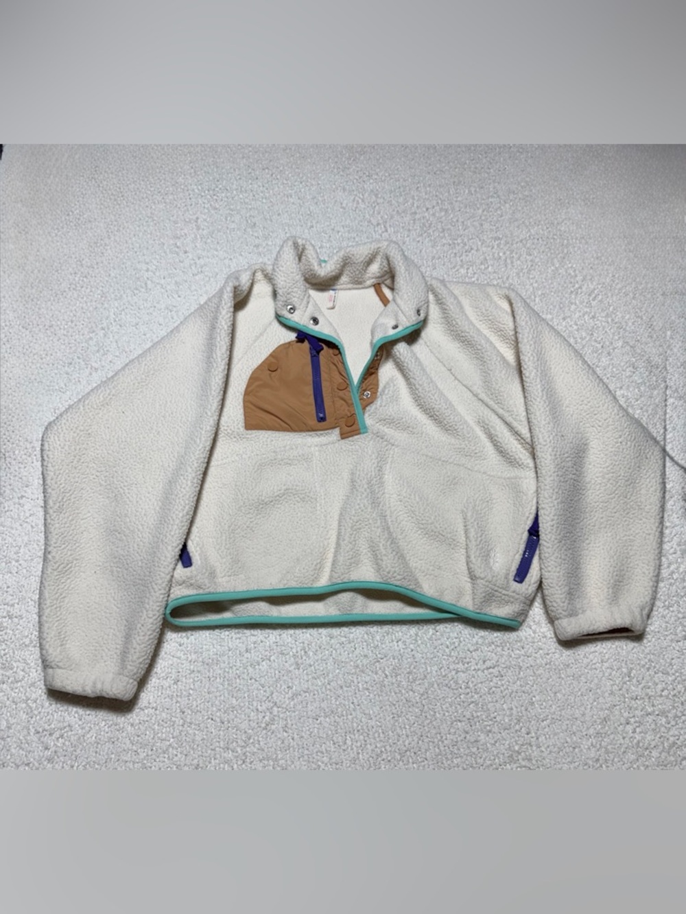 Free People Movement Cropped Sherpa Pullover Colorblock Fleece